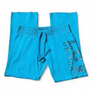 University Drive Blue Y2K Sweatpants Lounge Pants Size L Wide Leg